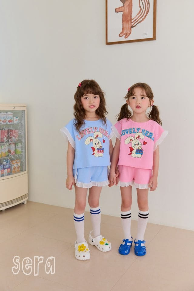 Sera - Korean Children Fashion - #designkidswear - Logo Rabbit Frill Top Bottom Set - 9