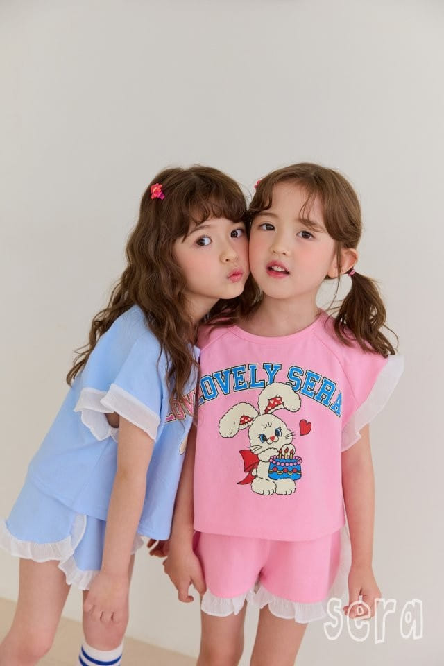 Sera - Korean Children Fashion - #fashionkids - Logo Rabbit Frill Top Bottom Set - 11