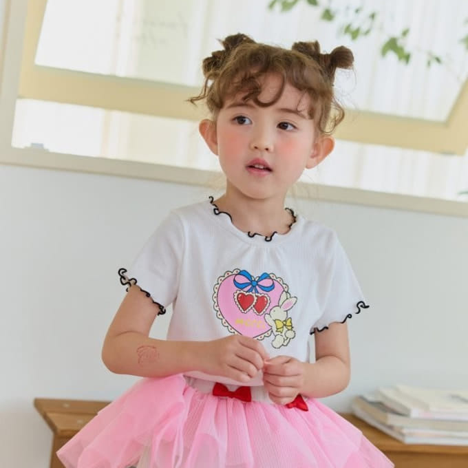 Sera - Korean Children Fashion - #kidsshorts - Rib Heart Cherry Tee