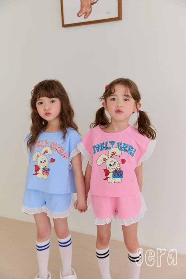 Sera - Korean Children Fashion - #minifashionista - Logo Rabbit Frill Top Bottom Set - 2