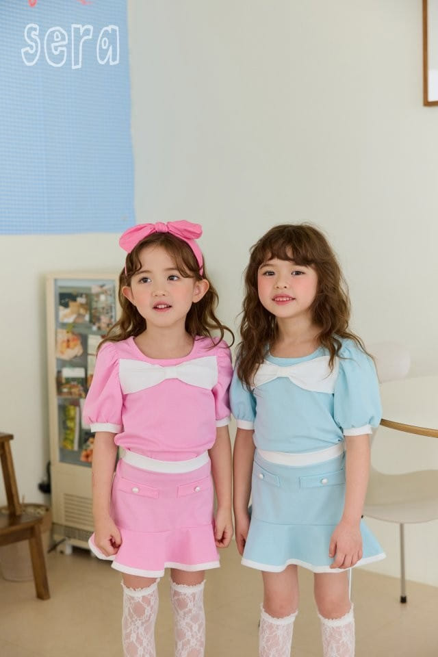 Sera - Korean Children Fashion - #prettylittlegirls - Pearl Skirt Top Bottom Set - 2