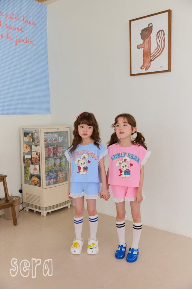 Sera - Korean Children Fashion - #stylishchildhood - Logo Rabbit Frill Top Bottom Set - 6