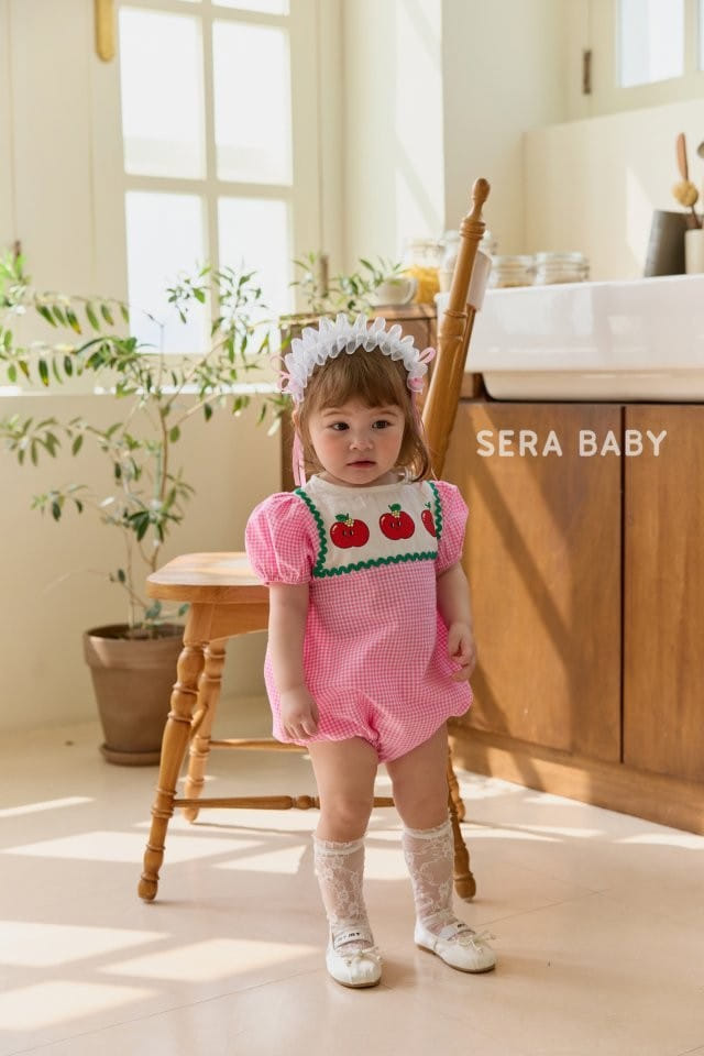 Sera baby - Korean Baby Fashion - #onlinebabyboutique - Apple Check Body Suit - 3