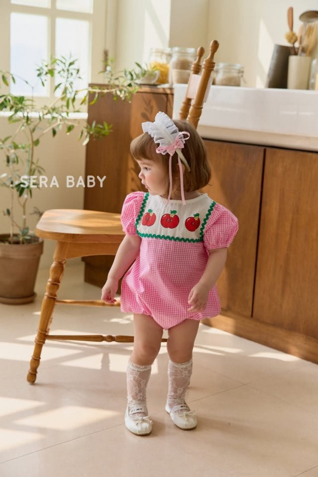 Sera baby - Korean Baby Fashion - #onlinebabyboutique - Apple Check Body Suit - 4