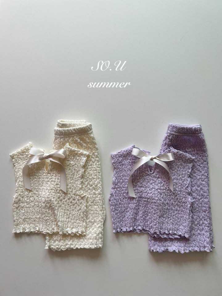 So U - Korean Baby Fashion - #babyfever - Crumpled Top Bottom Set - 2