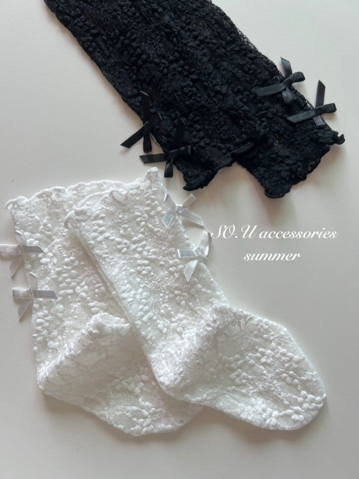 So U - Korean Baby Fashion - #babyoninstagram - Lace Ribbon Knee Socks