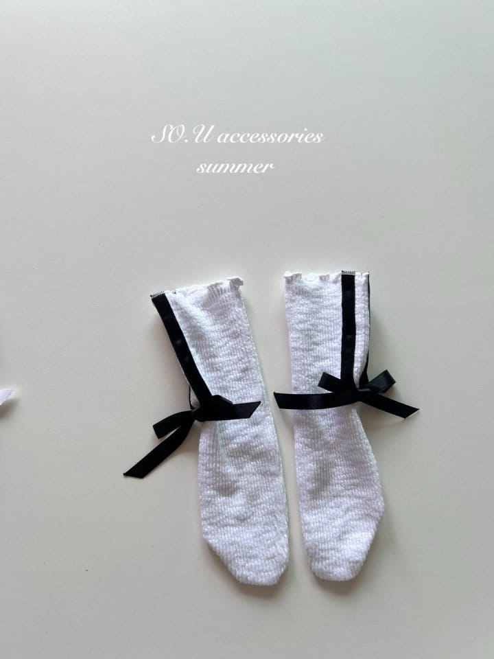 So U - Korean Baby Fashion - #babyoutfit - Two Line Ribbon Knee Socks - 3