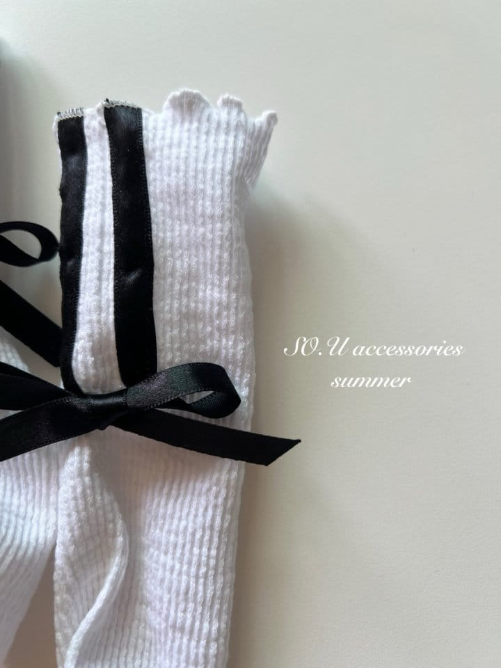 So U - Korean Baby Fashion - #babyoutfit - Two Line Ribbon Knee Socks - 4