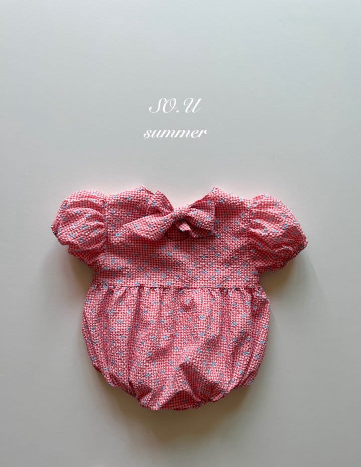 So U - Korean Baby Fashion - #babyoutfit - Check Ribbon Body Suit - 4