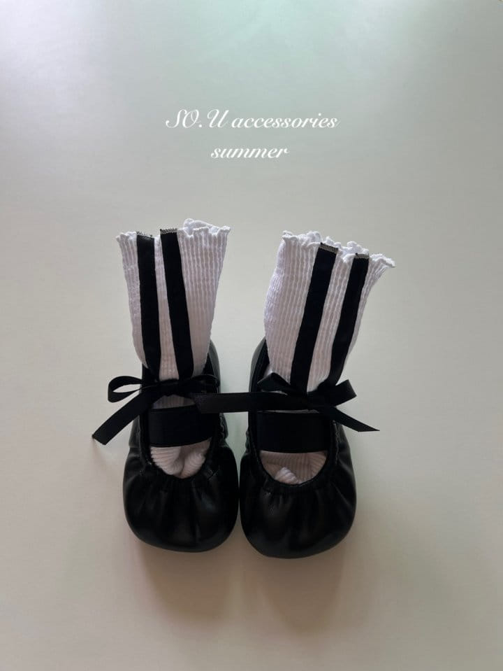 So U - Korean Baby Fashion - #onlinebabyshop - Two Line Ribbon Knee Socks - 6