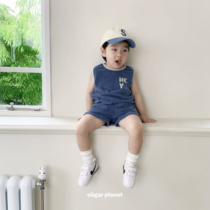 Sugar Planet - Korean Children Fashion - #discoveringself - Terry Hey Sleeveless Top Bottom Set 