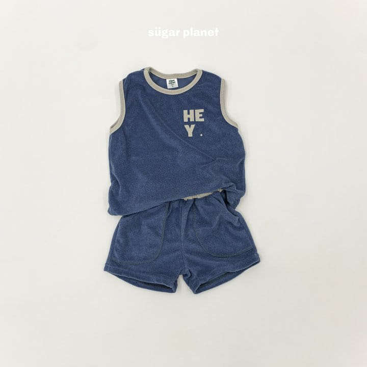 Sugar Planet - Korean Children Fashion - #littlefashionista - Terry Hey Sleeveless Top Bottom Set  - 7