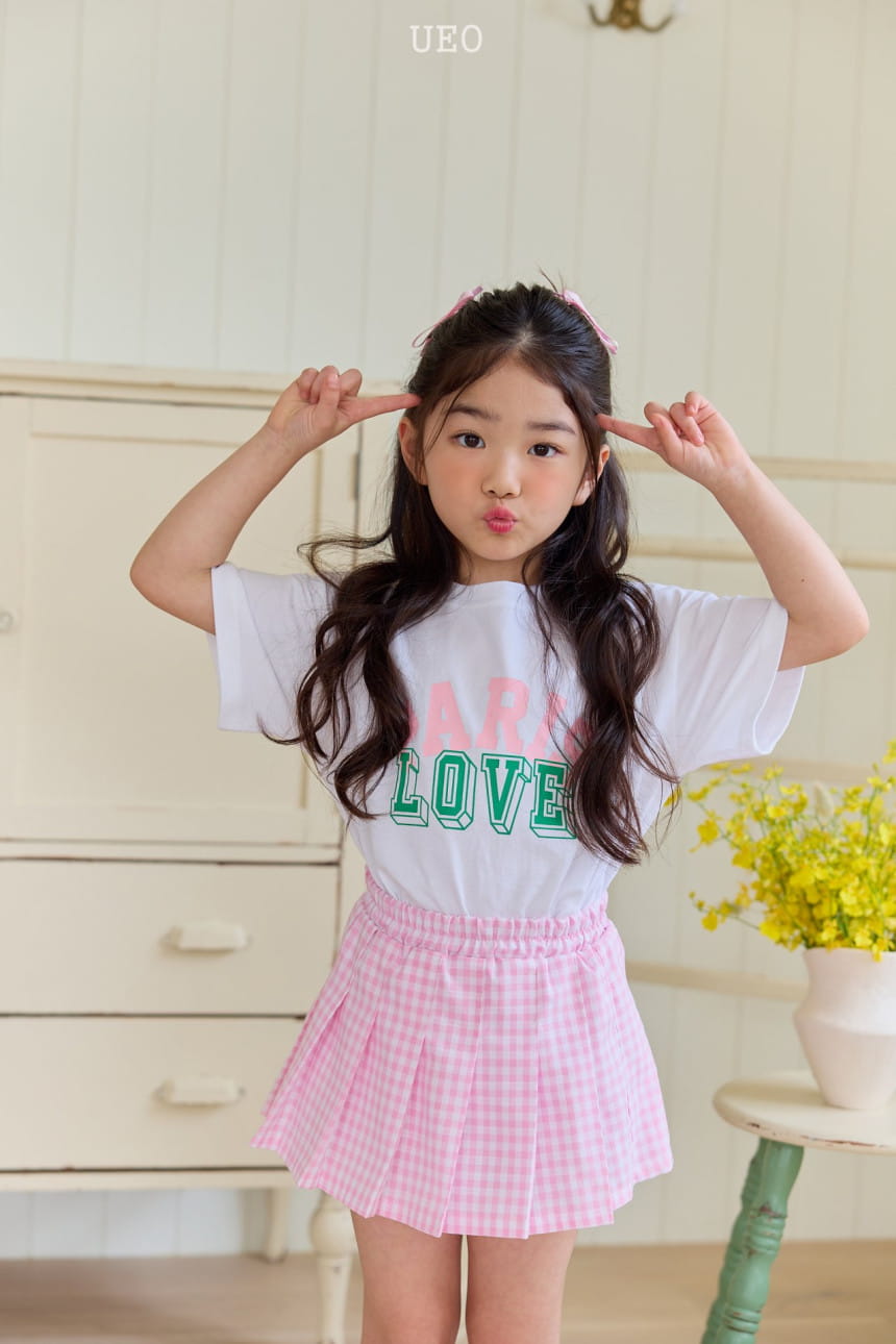 U Eo - Korean Children Fashion - #kidzfashiontrend - Latte Check Wrinkle Skirt - 4