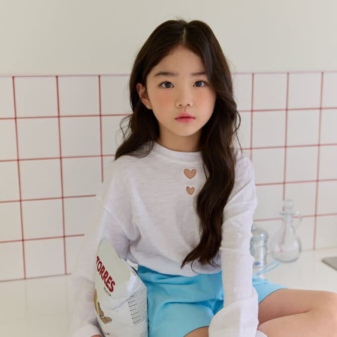 U Eo - Korean Children Fashion - #designkidswear - Double Heart Slub Tee