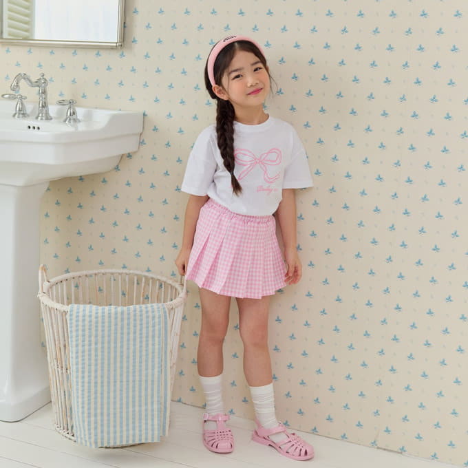 U Eo - Korean Children Fashion - #kidsshorts - Latte Check Wrinkle Skirt