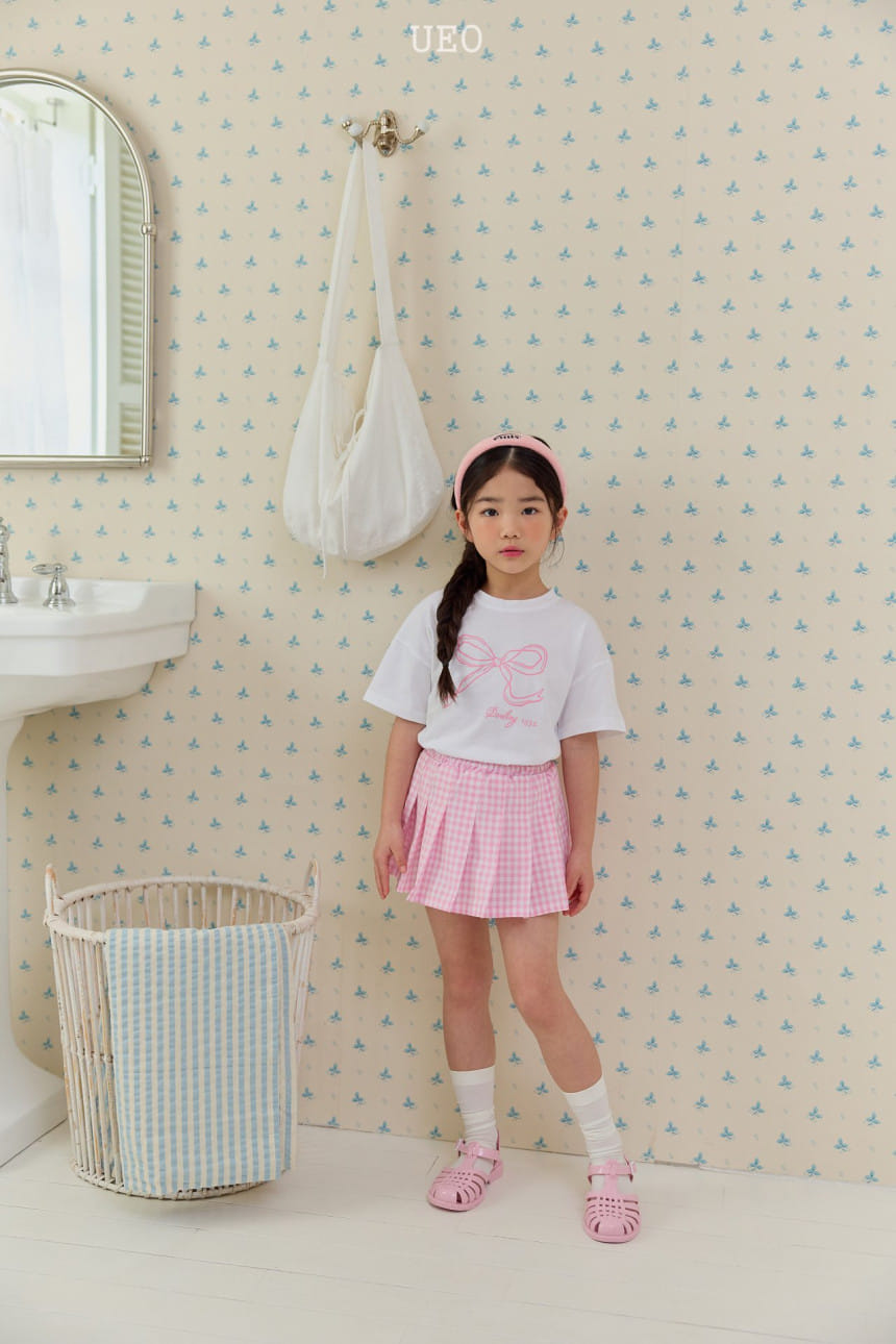 U Eo - Korean Children Fashion - #toddlerclothing - Latte Check Wrinkle Skirt - 10