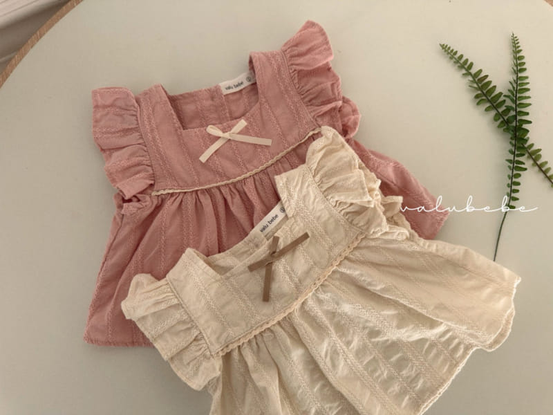 Valu Bebe - Korean Baby Fashion - #babyootd - Eyelet Ribbon Blouse - 2