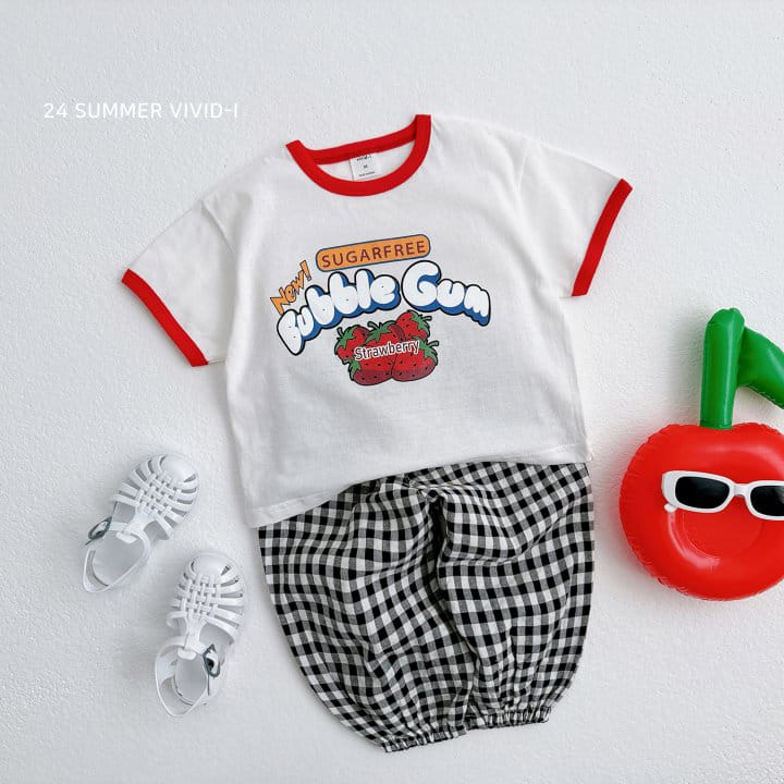 Vivid I - Korean Children Fashion - #Kfashion4kids - Fruit Check Top Bottom Set - 11