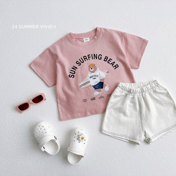 Vivid I - Korean Children Fashion - #Kfashion4kids - Surfing Bear Top Bottom Set - 6