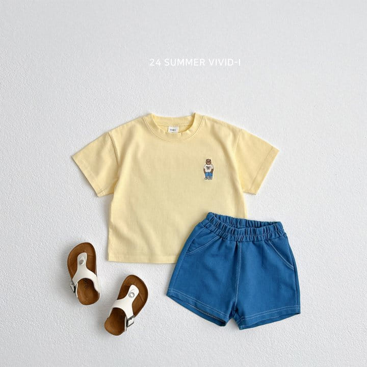 Vivid I - Korean Children Fashion - #Kfashion4kids - Embroidery Bear Short Sleeve Tee - 6