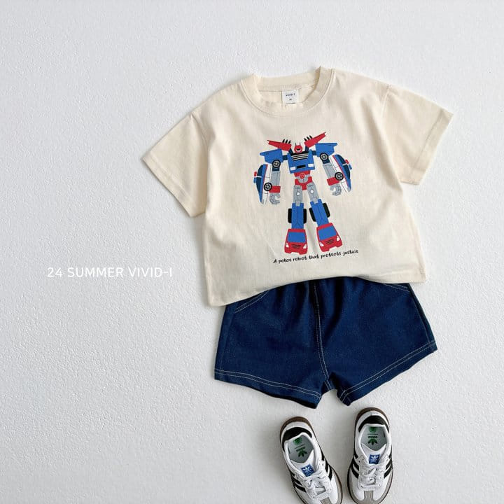 Vivid I - Korean Children Fashion - #designkidswear - Vintage Robot Short Sleeve Tee - 7