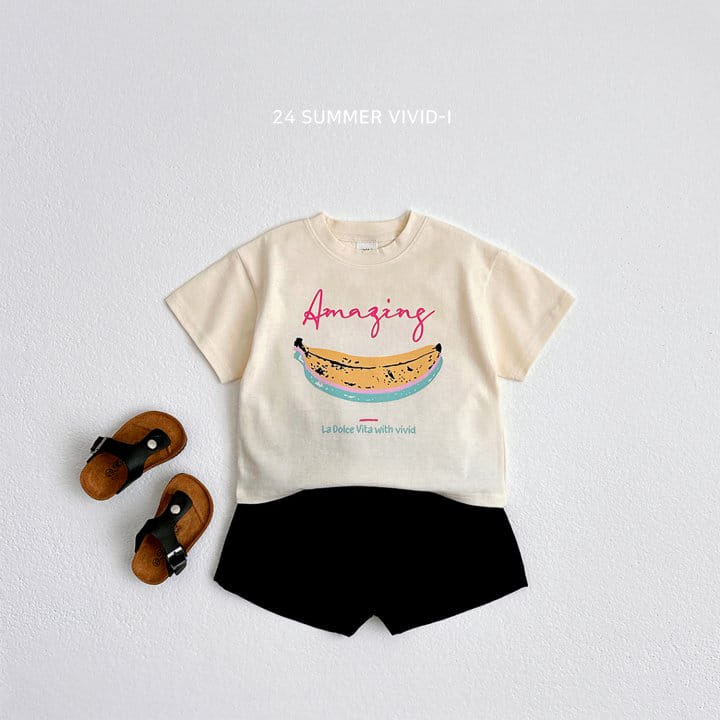 Vivid I - Korean Children Fashion - #kidsshorts - Banana Short Sleeve Tee - 7