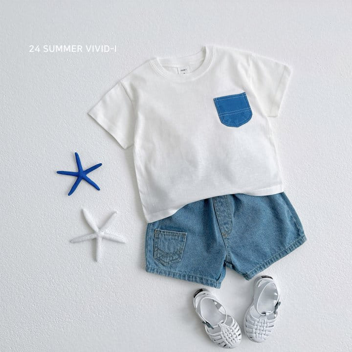 Vivid I - Korean Children Fashion - #kidzfashiontrend - Denim Pocket Short Sleeve Tee - 7