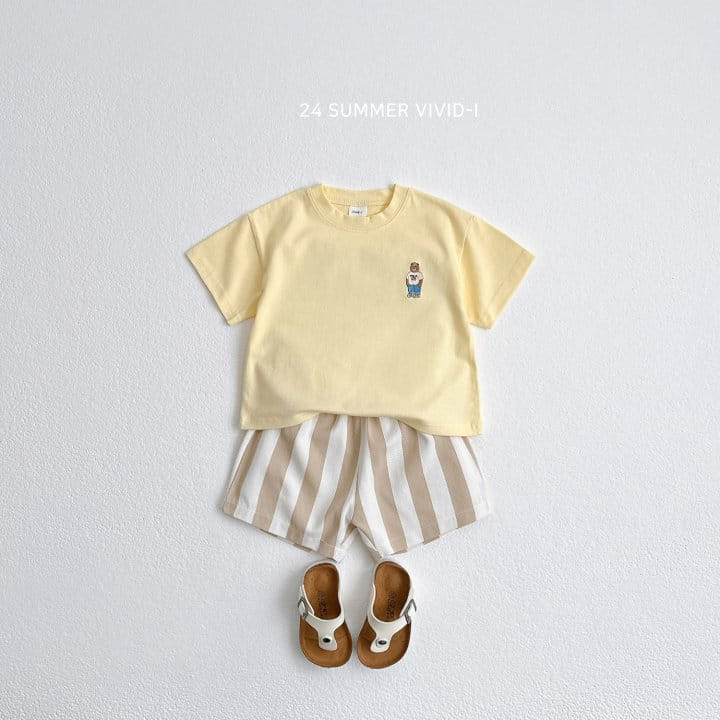 Vivid I - Korean Children Fashion - #littlefashionista - Embroidery Bear Short Sleeve Tee - 7