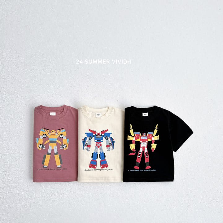 Vivid I - Korean Children Fashion - #magicofchildhood - Vintage Robot Short Sleeve Tee