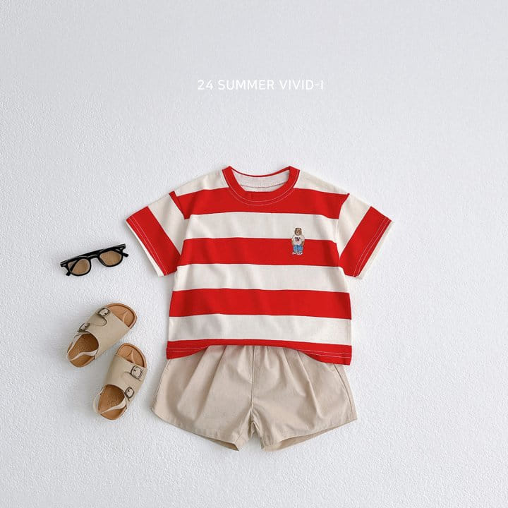 Vivid I - Korean Children Fashion - #magicofchildhood - Big Line Bear Short Sleeve Tee - 10