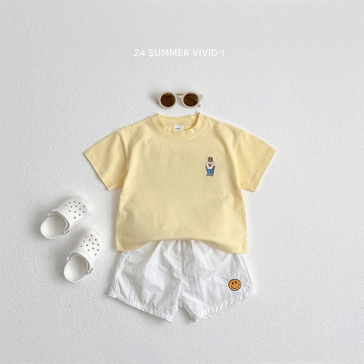 Vivid I - Korean Children Fashion - #magicofchildhood - Embroidery Bear Short Sleeve Tee - 8