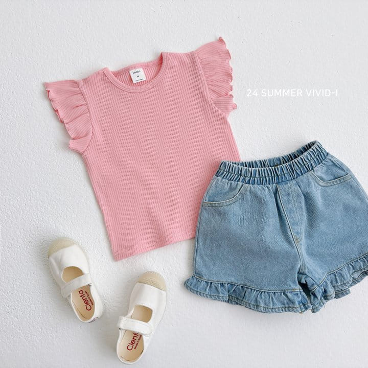 Vivid I - Korean Children Fashion - #magicofchildhood - Summer Frill Dneim Pants - 10