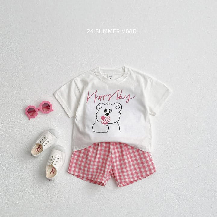 Vivid I - Korean Children Fashion - #magicofchildhood - Happy Flower Check Top Bottom Set - 4