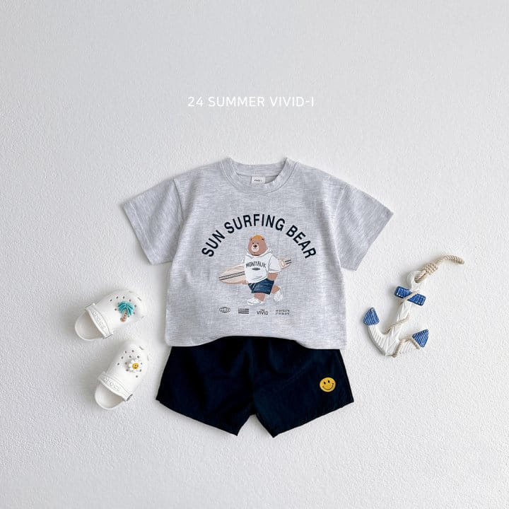 Vivid I - Korean Children Fashion - #minifashionista - Surfing Bear Top Bottom Set - 9