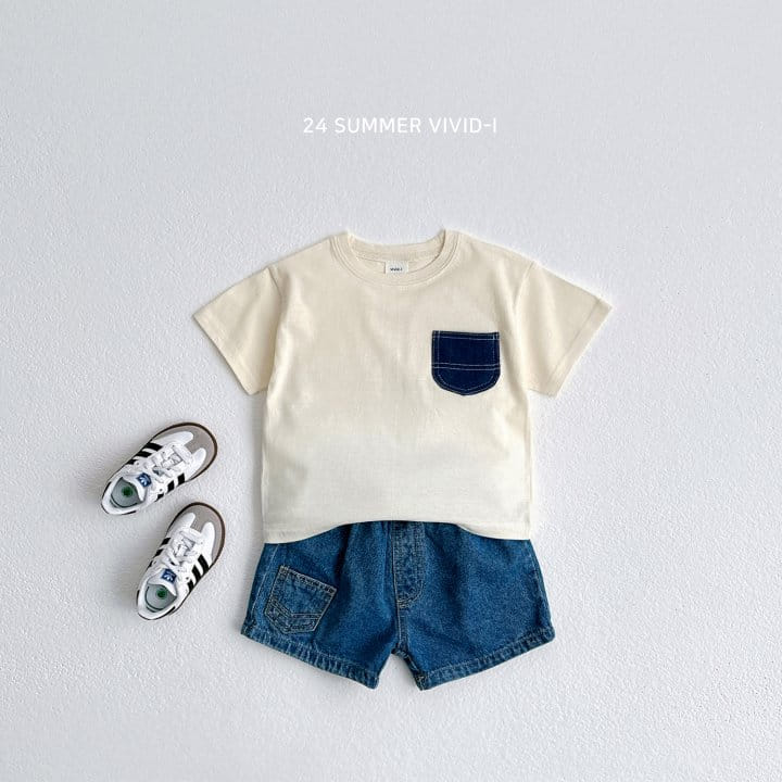 Vivid I - Korean Children Fashion - #minifashionista - Denim Pocket Short Sleeve Tee - 11