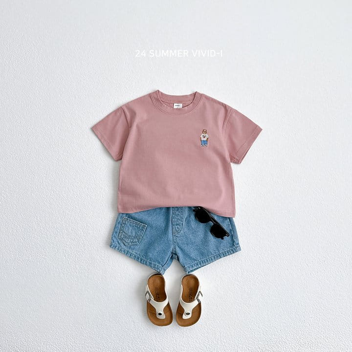 Vivid I - Korean Children Fashion - #minifashionista - Embroidery Bear Short Sleeve Tee - 9