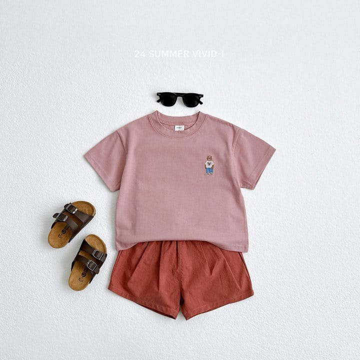 Vivid I - Korean Children Fashion - #prettylittlegirls - Embroidery Bear Short Sleeve Tee - 10