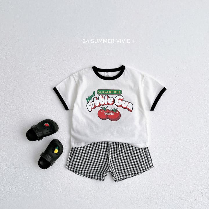 Vivid I - Korean Children Fashion - #stylishchildhood - Fruit Check Top Bottom Set - 2