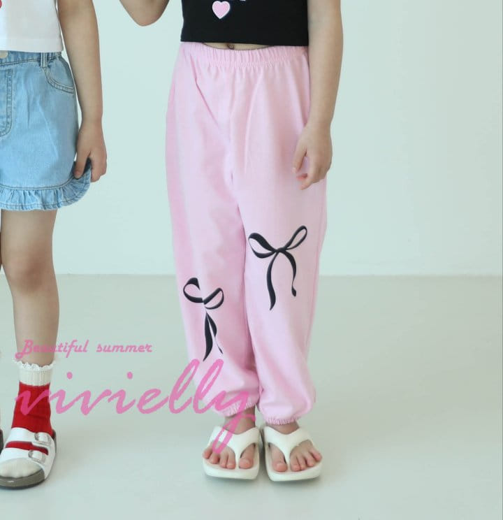 Vivielly - Korean Children Fashion - #kidsstore - Ribbon Jogger Pants - 2