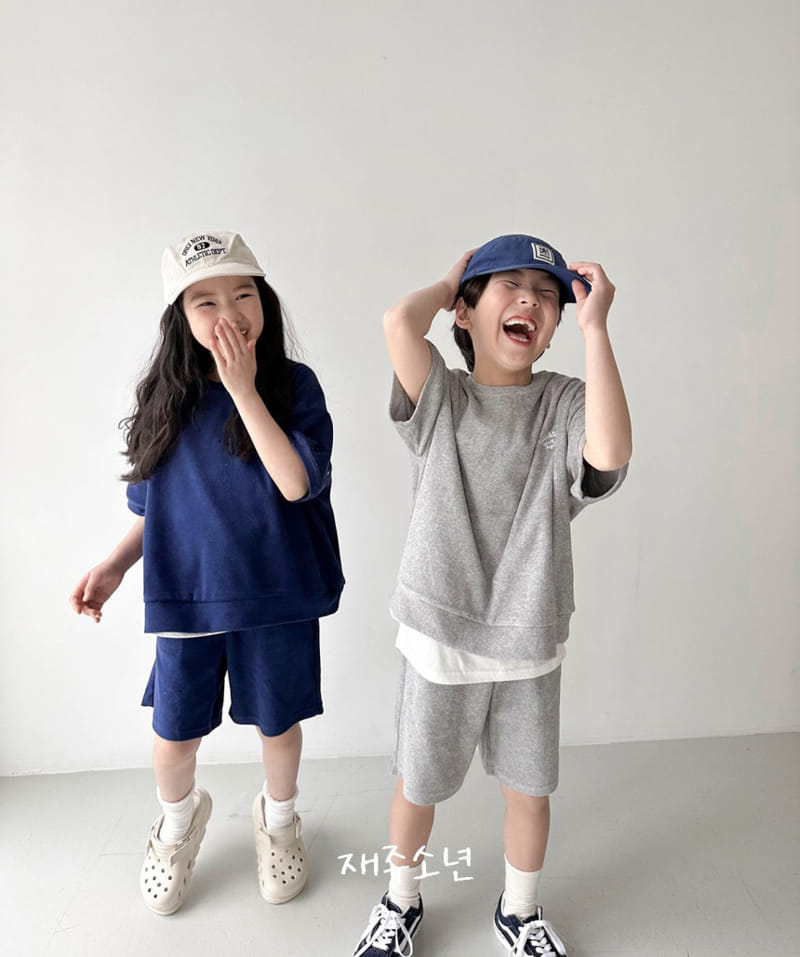 Witty Boy - Korean Children Fashion - #kidsshorts - Shark Terry Tee - 6