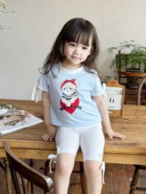 Bear Ribbon Sleeve Tee