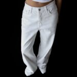 High Rise Wide Leg White Denim Pants