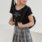 Mono Check Pleats Skirt