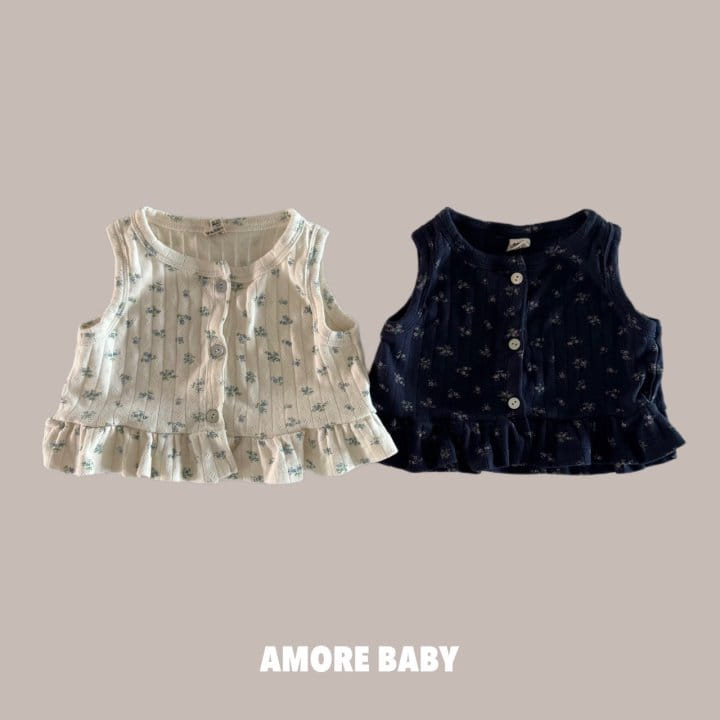 A More - Korean Baby Fashion - #babylifestyle - Small Flower Sleeveless Tee