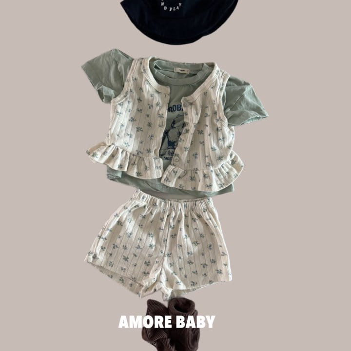 A More - Korean Baby Fashion - #babyoninstagram - Small Flower Sleeveless Tee - 2