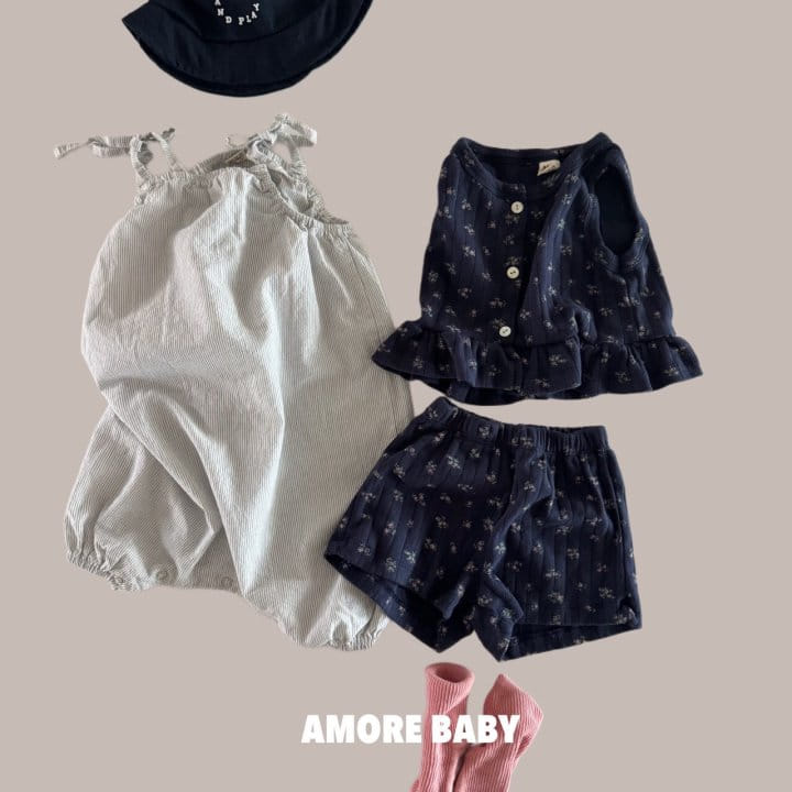 A More - Korean Baby Fashion - #babyootd - Small Flower Sleeveless Tee - 4