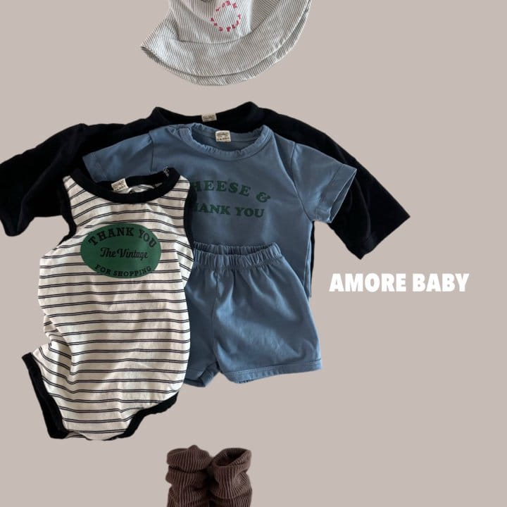 A More - Korean Baby Fashion - #babyoutfit - Cheese Top Bottom Set - 3