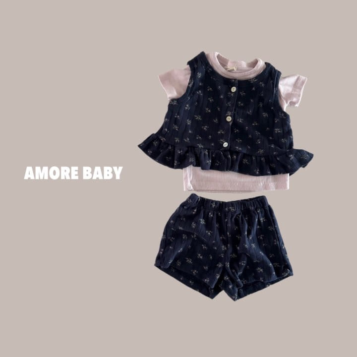 A More - Korean Baby Fashion - #onlinebabyboutique - Small Flower Sleeveless Tee - 7