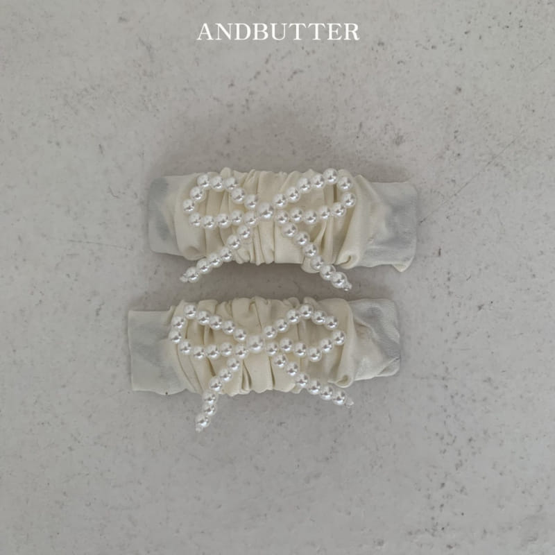 Andbutter - Korean Children Fashion - #childofig - Pearl Ribbon Hair Pin Set - 3