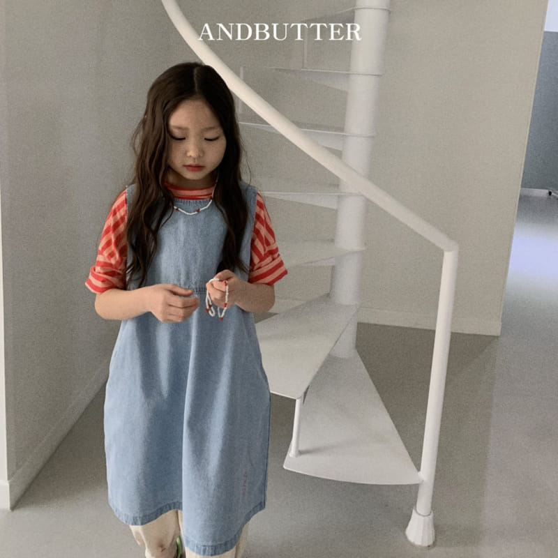 Andbutter - Korean Children Fashion - #fashionkids - Ribbon Denim One-Piece - 11